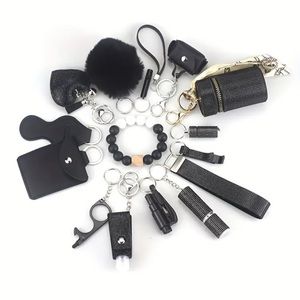 Safety Keychain 15 Pieces Black Rhinestone
